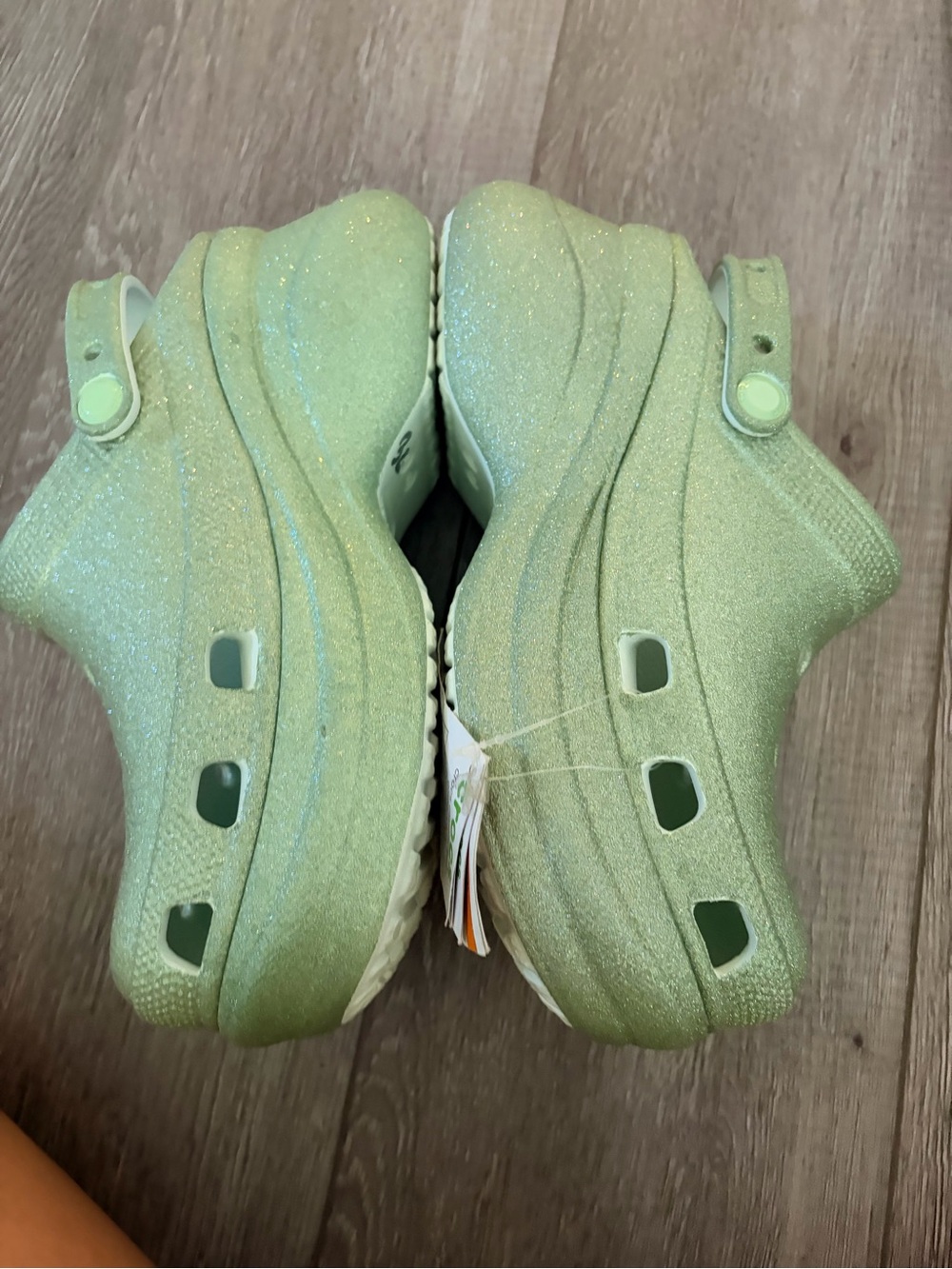NWT CROCS Glitter Platform Clogs in Mint Sparkle
